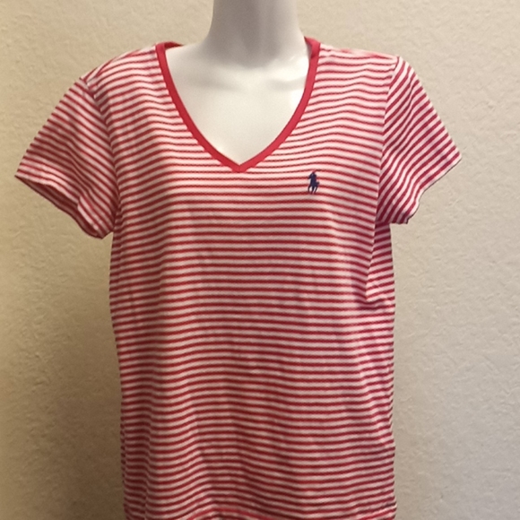 Ralph Lauren Sport Striped V Neck Knit Top - Picture 1 of 9